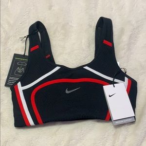 Black With Red And White Nike Sports Bra